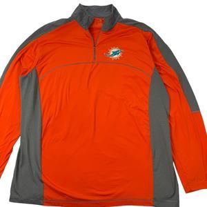 Miami Dolphins Sweatshirt Mens XL Orange Quarter Zip Mock Neck NFL Pullover